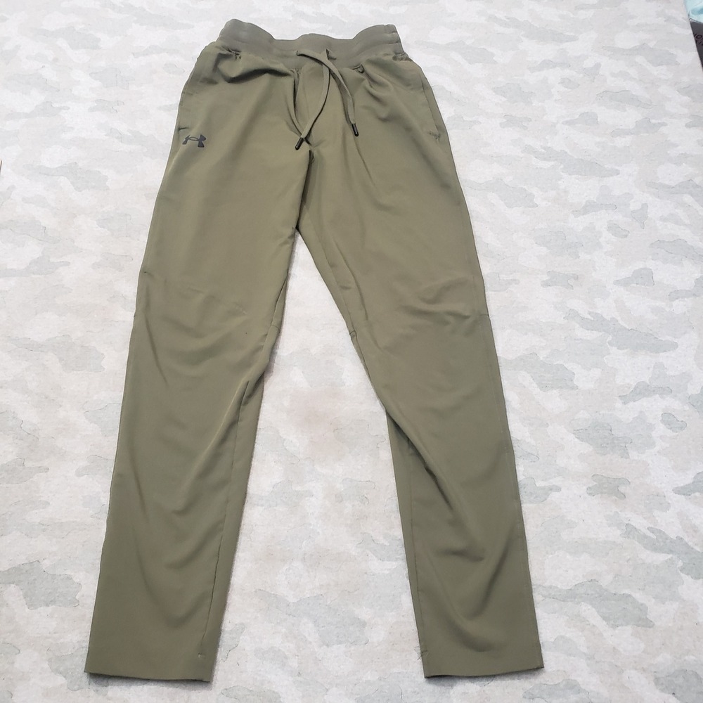 Under Armour Pants Men Small Green Tapered Leg Drawstring Athleisure Gym Fitness